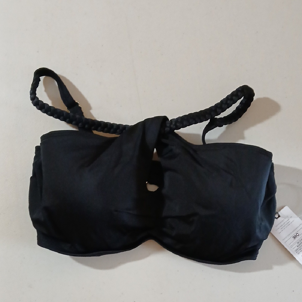 Shade & Shore Black Braided Strap Bikini Top. Size 36 C - Picture 1 of 11